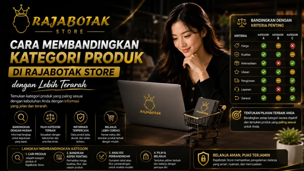 Cara membandingkan kategori produk di RajaBotak Store