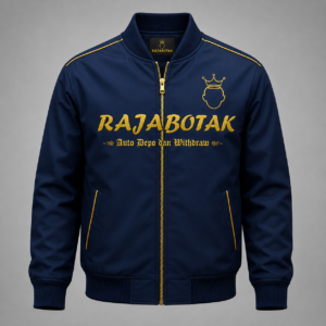 Jaket bomber RajaBotak biru logo emas
