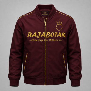 Jaket bomber RajaBotak merah logo emas