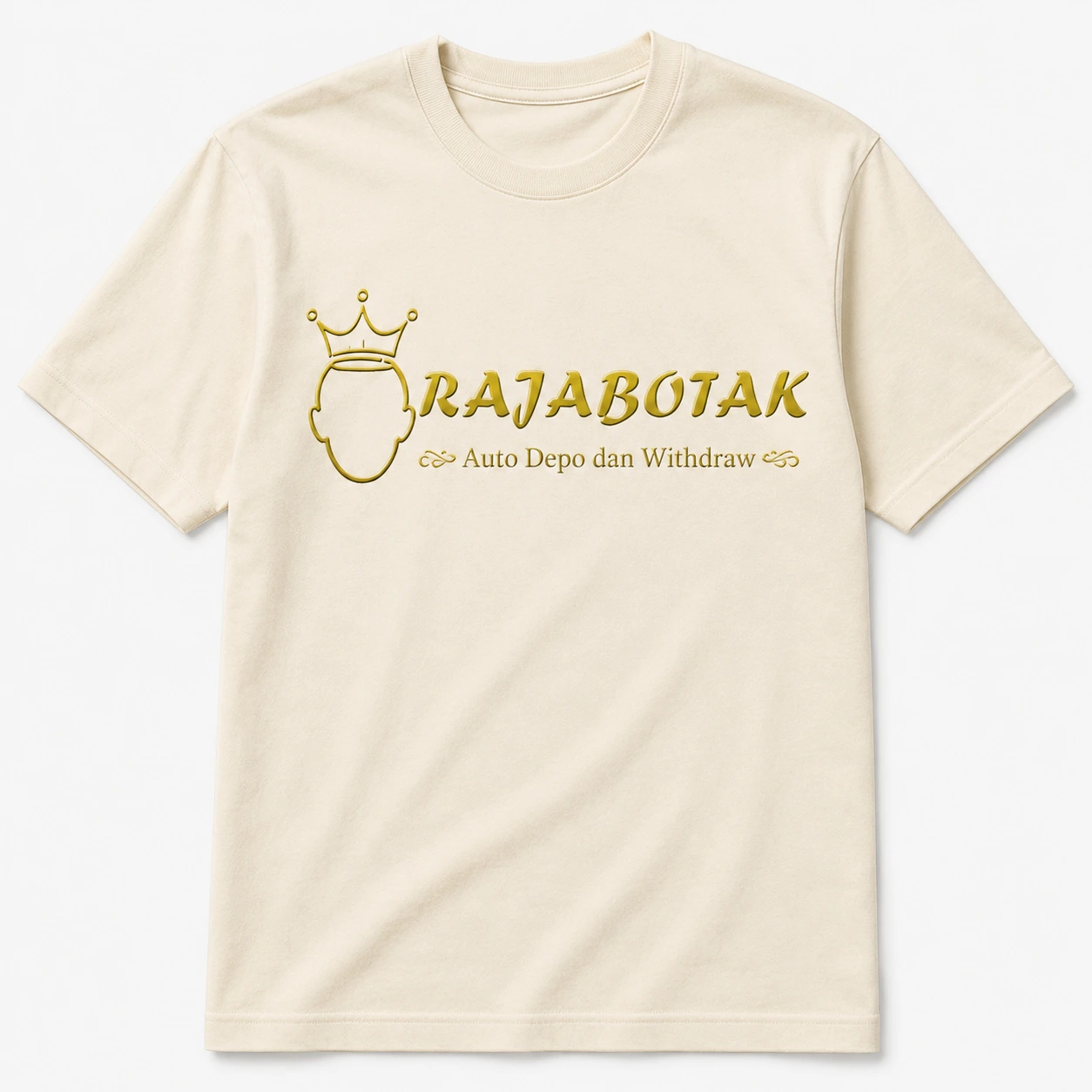 Kaos basic RajaBotak cream logo emas