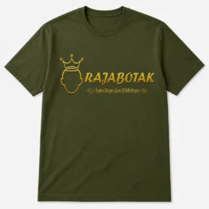 Kaos basic RajaBotak hijau logo emas