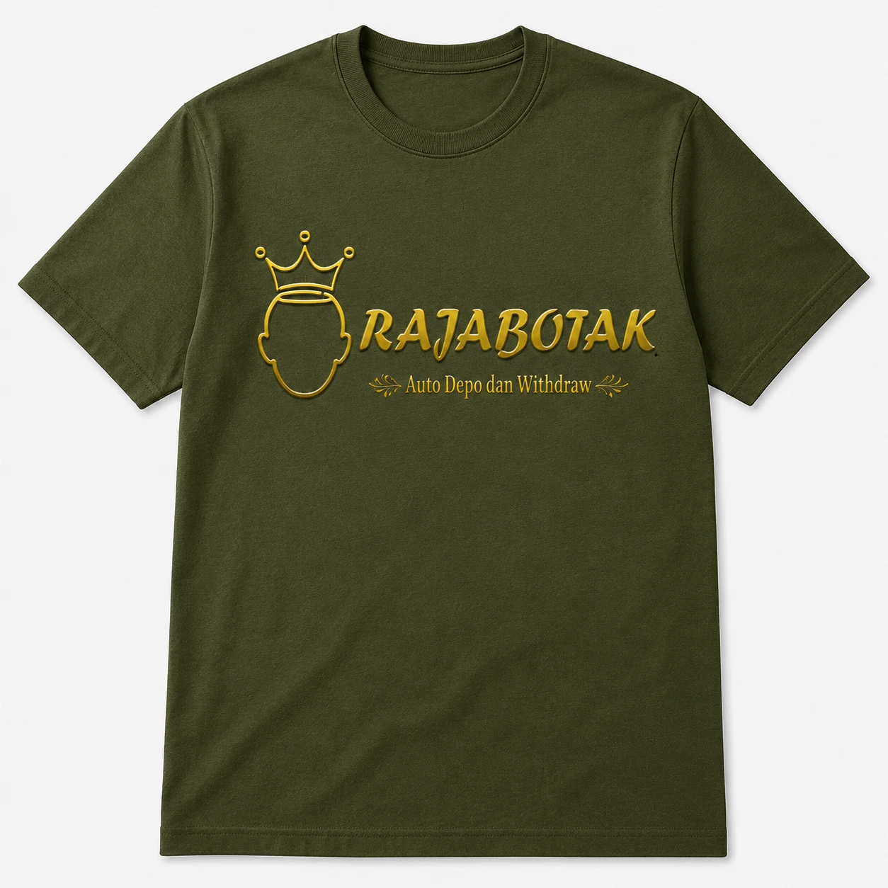 Kaos basic RajaBotak hijau logo emas