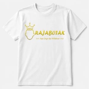 Kaos basic RajaBotak putih logo emas