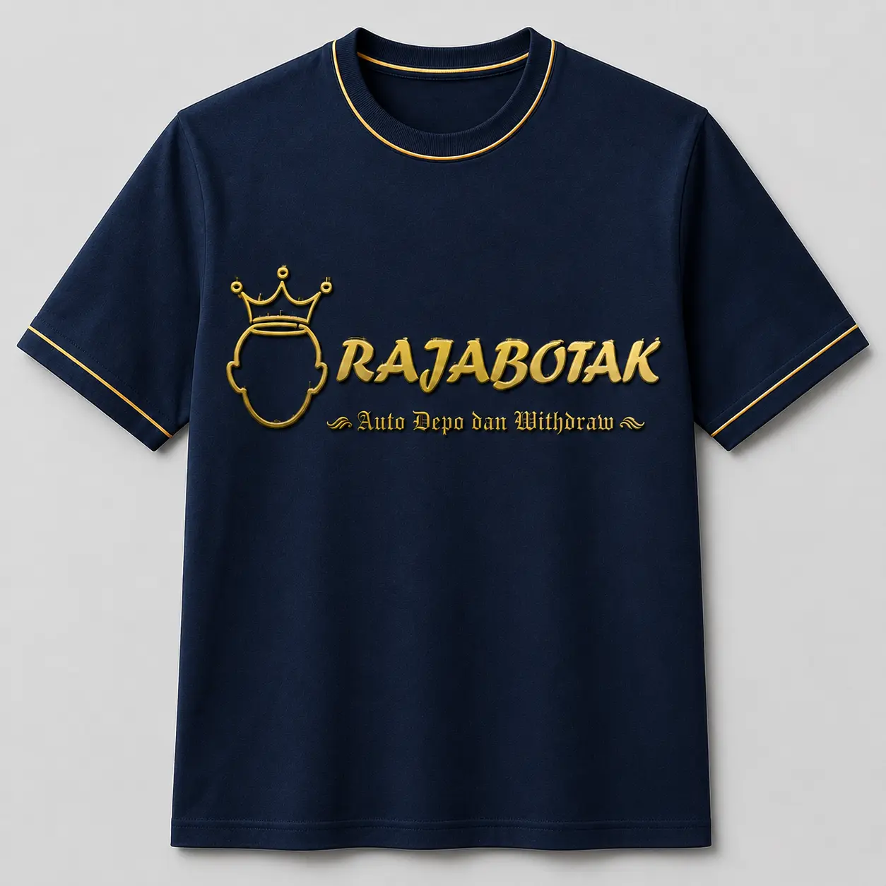 Kaos casual RajaBotak biru logo emas