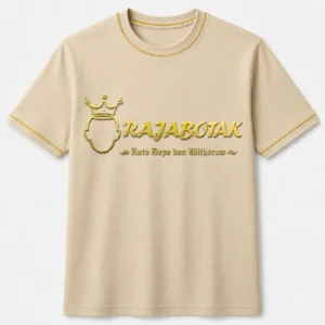 Kaos casual RajaBotak cream logo emas