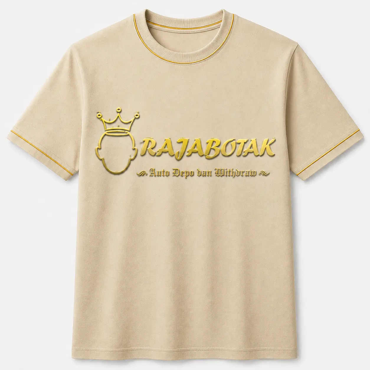 Kaos casual RajaBotak cream logo emas