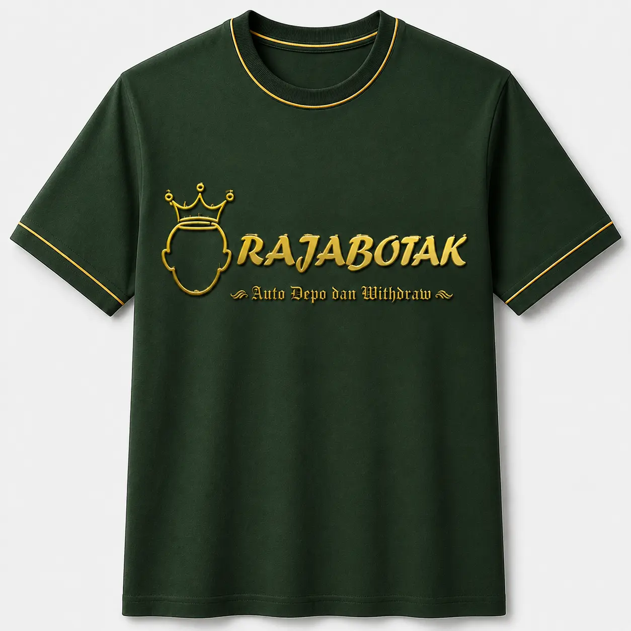 Kaos casual RajaBotak hijau logo emas