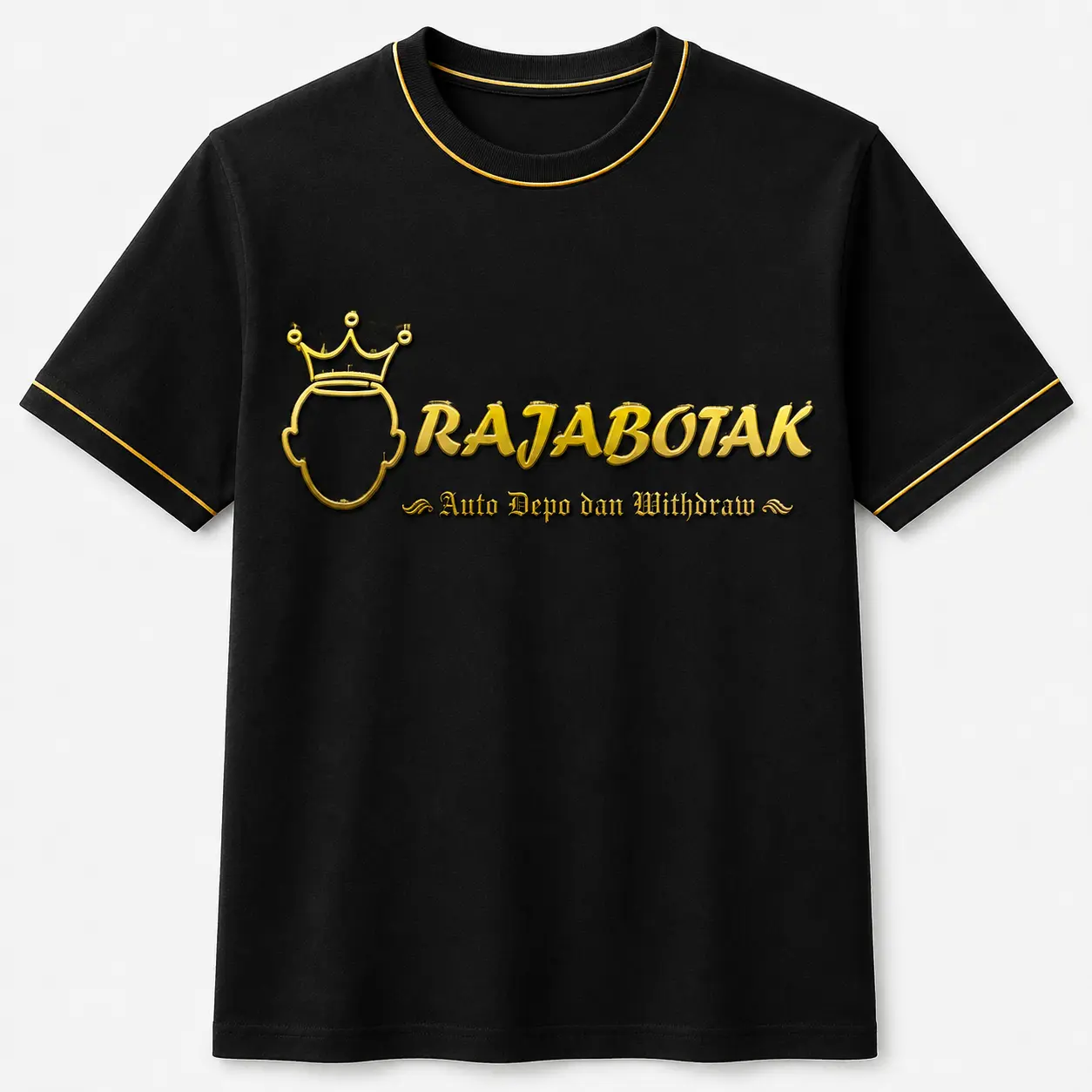 Kaos casual RajaBotak hitam logo emas