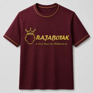 Kaos casual RajaBotak merah logo emas