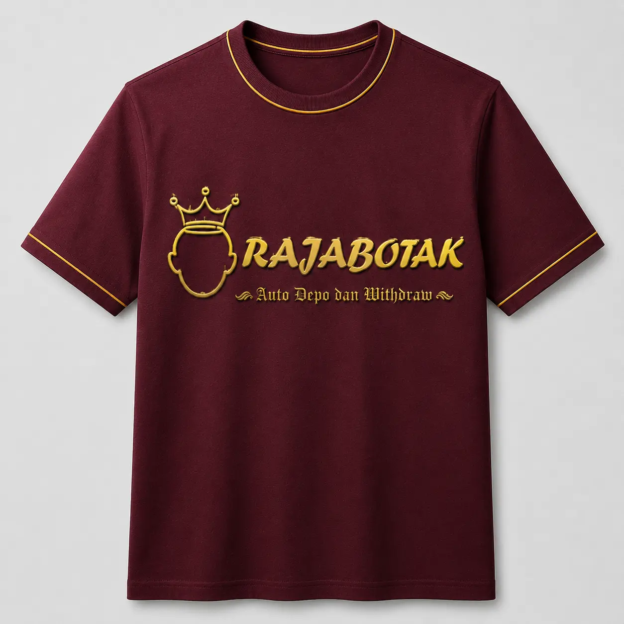 Kaos casual RajaBotak merah logo emas