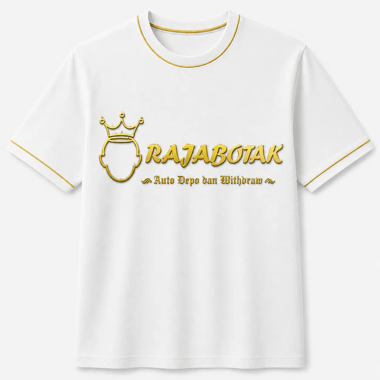 Kaos casual RajaBotak putih logo emas