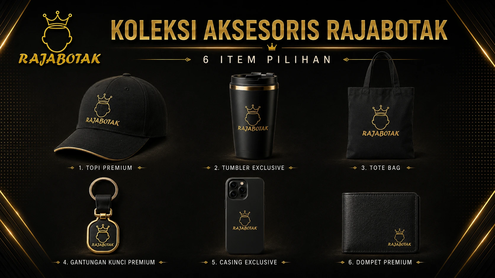 Banner koleksi aksesoris RajaBotak format 16 banding 9