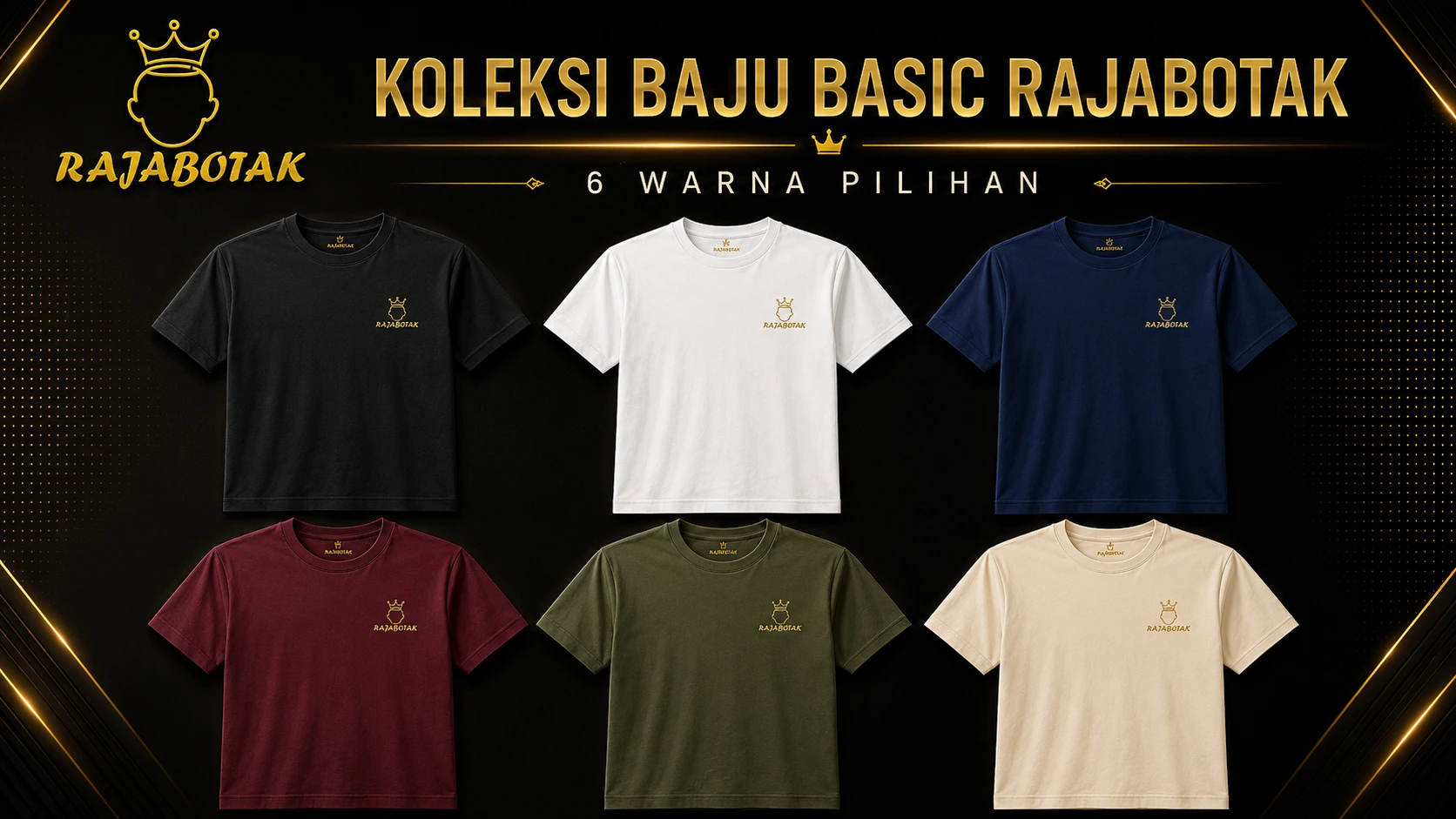 Banner koleksi baju casual RajaBotak format 16 banding 9
