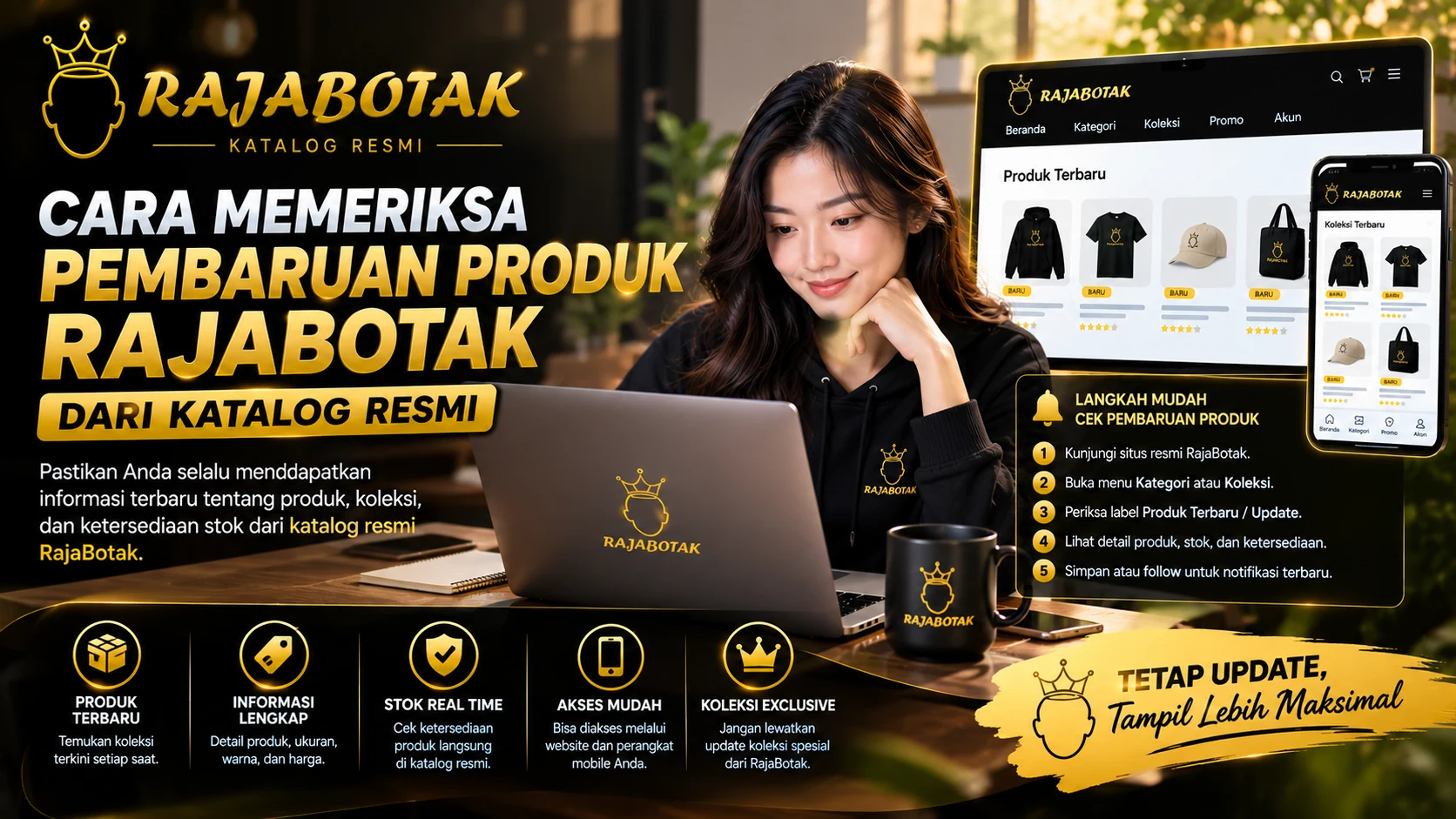 Cara memeriksa pembaruan produk RajaBotak dari katalog resmi