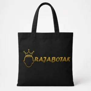 Tote bag RajaBotak hitam logo emas