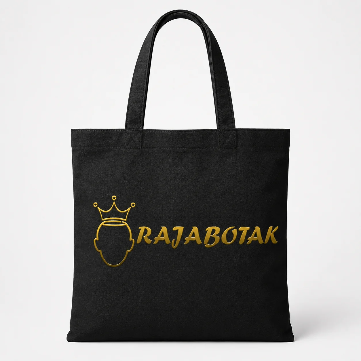 Tote bag RajaBotak hitam logo emas