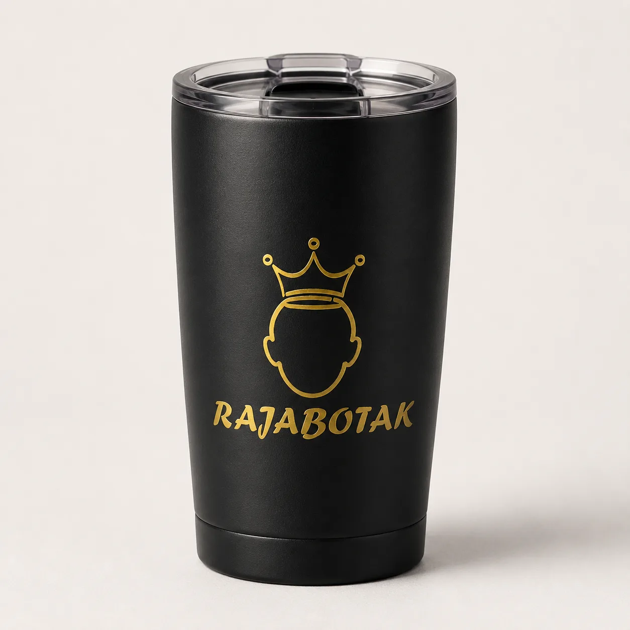 Tumbler RajaBotak hitam logo emas
