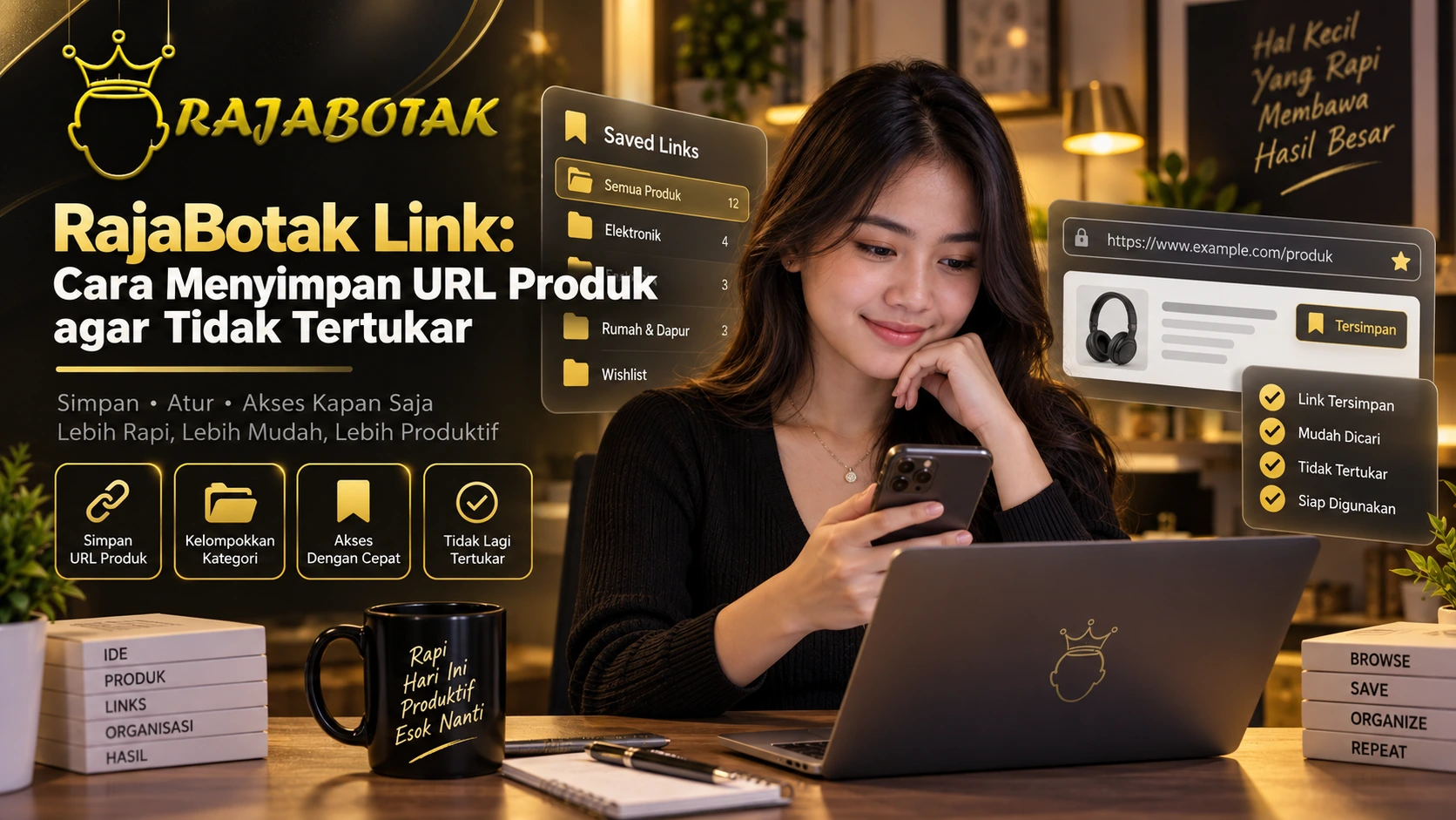 Ilustrasi RajaBotak Link tentang cara menyimpan URL produk agar perbandingan tidak tertukar