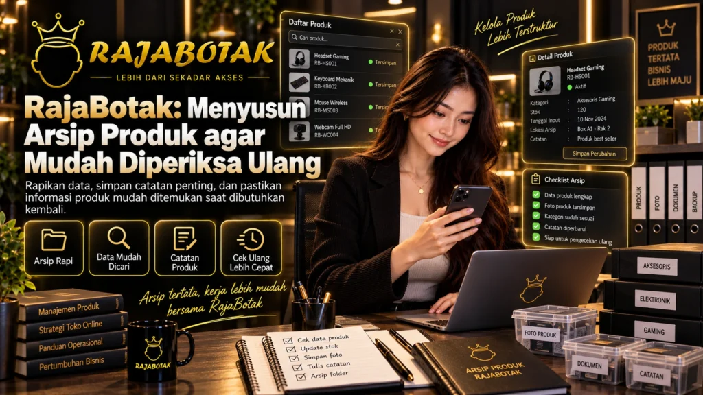 RajaBotak untuk menyusun arsip produk agar mudah diperiksa ulang