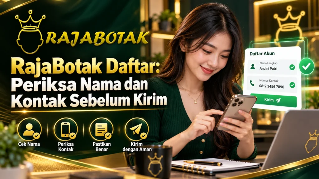 Banner RajaBotak Daftar tentang memeriksa nama dan data kontak sebelum mengirim formulir