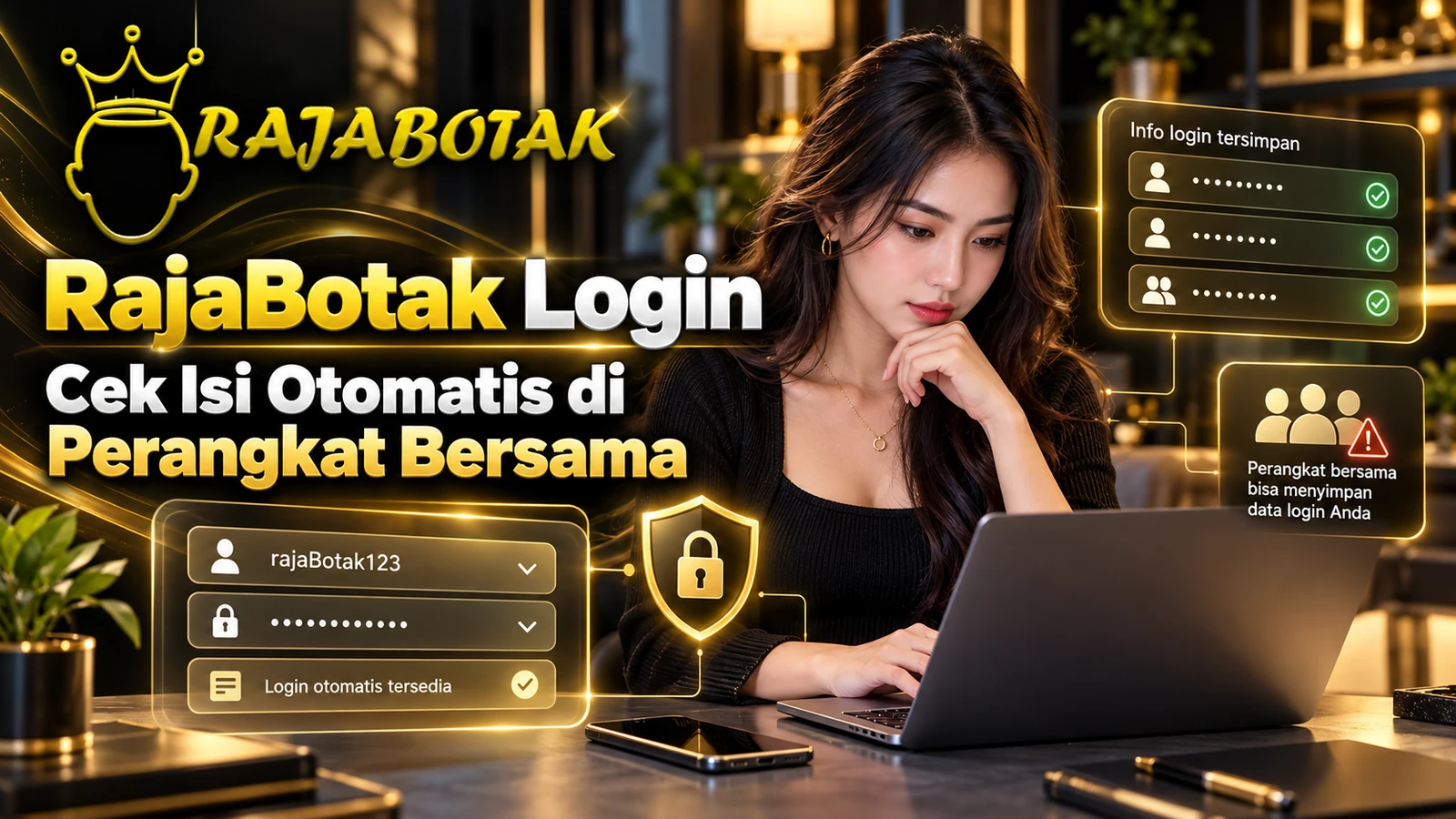 Banner RajaBotak Login tentang pemeriksaan isi otomatis akun di perangkat bersama