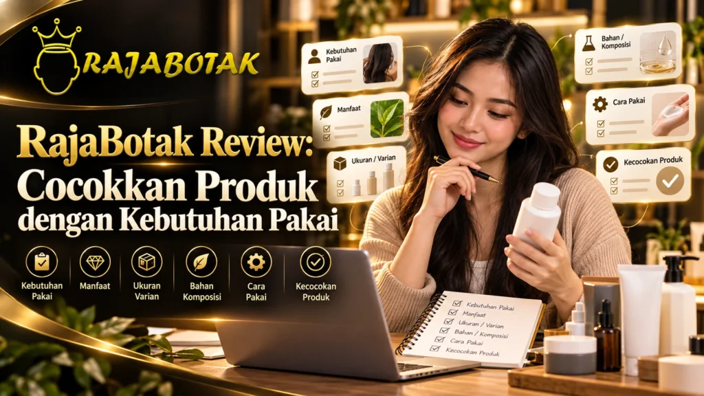 Banner RajaBotak Review tentang membandingkan produk berdasarkan kebutuhan pemakaian